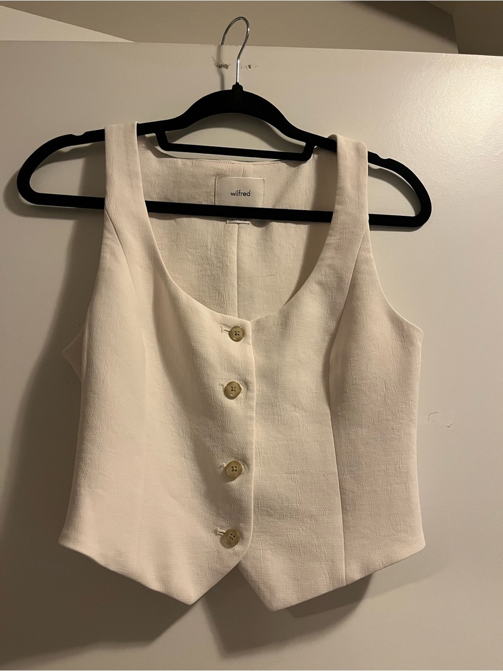 WILFRED Cream Button-Front Crop Top & Drawstring Pants Set - Picture 2 of 7